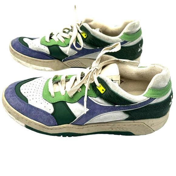 DIADORA | Men\'s 12 Heritage Wimbledon Made in Italy Purple Green‎ White Sneakers